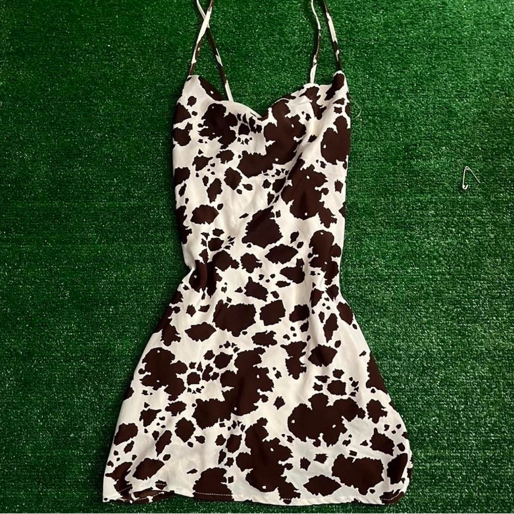 Thirty/thirty - Cow Mini Dress - Brown and cream- Size Small
